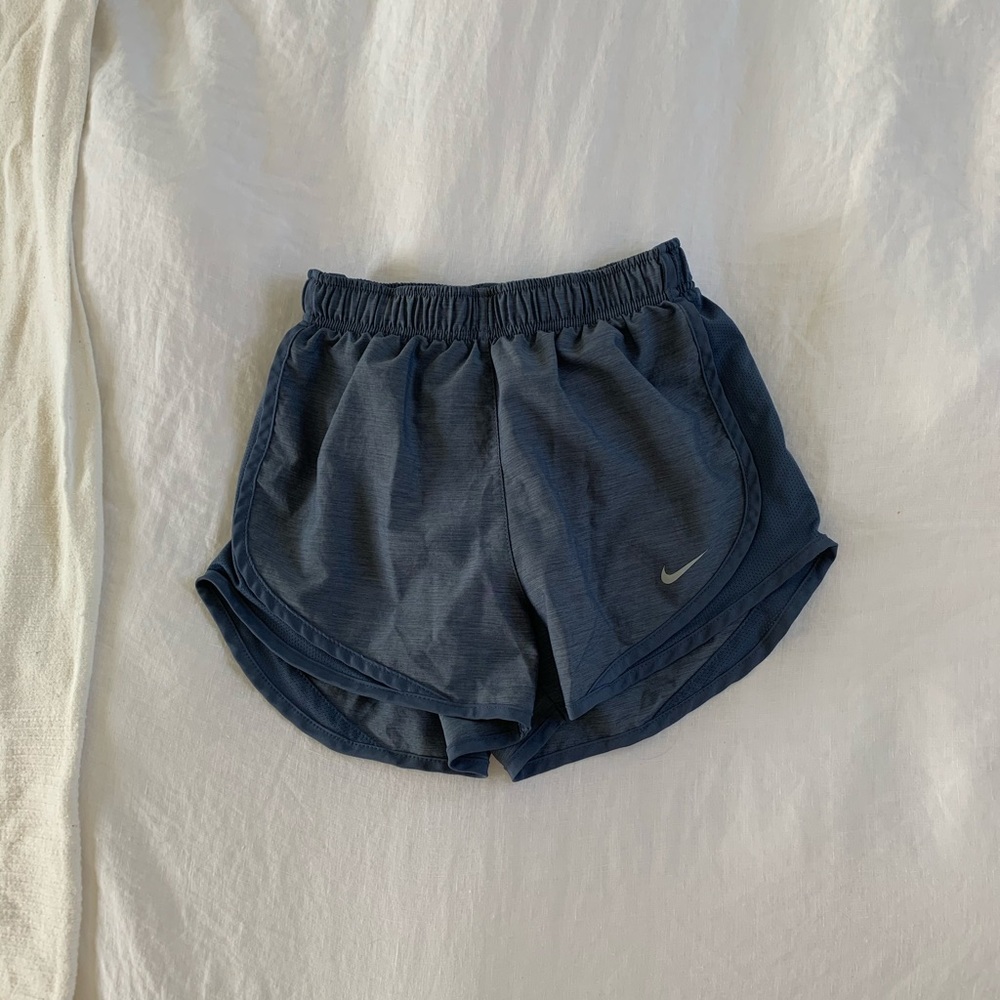 heather grey/blue nike tempo shorts!